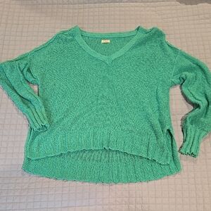 Pilcro Green V-Neck Sweater with Relaxed Fit